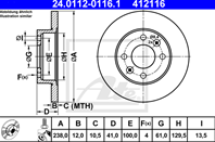 ДИСК ТОРМ REN 19 89-95/MEGANE 96-97 ПЕР НЕ ВЕНТ 238X12