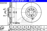 Диск торм cit c6/pgt 407/607 2.2 16v/3.0 24v/2.2hdi/2.7hdi/3.0hdi 00- пер вент 330x30