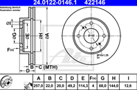 24.0122-0146.1_диск тормозной передний! Nissan Primera 1.6/2.0/2.0D 88&gt