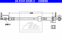 Шланг торм frd transit/tourneo 06- пер l/r (l=320m