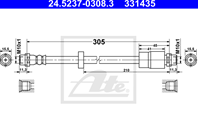 24.5237-0308.3_шланг торм. пер.! L=330 Audi A4 1.6-3.2 04&gt